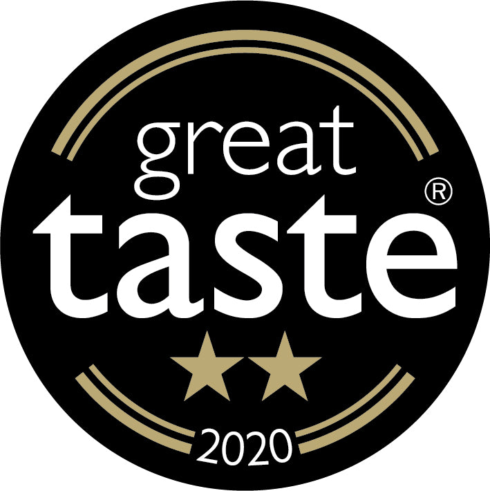 Great Taste Awards 2020 logo with 2 gold stars awarded